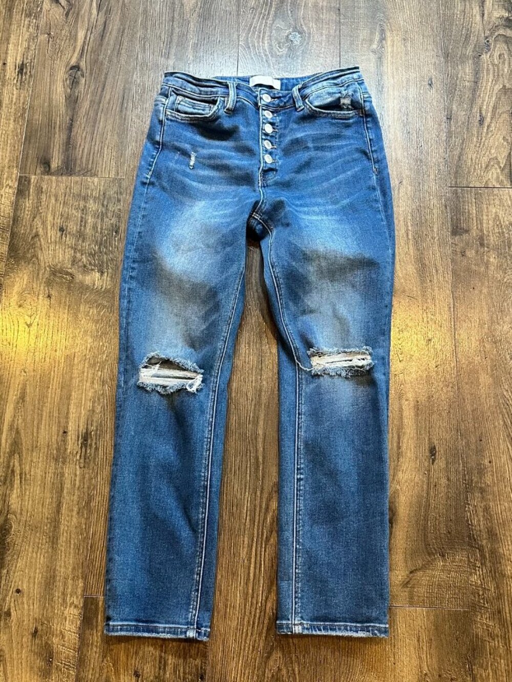 GUC Women's Vervet Blue Distressed Skinny Jeans Stretch Denim, Size: 30